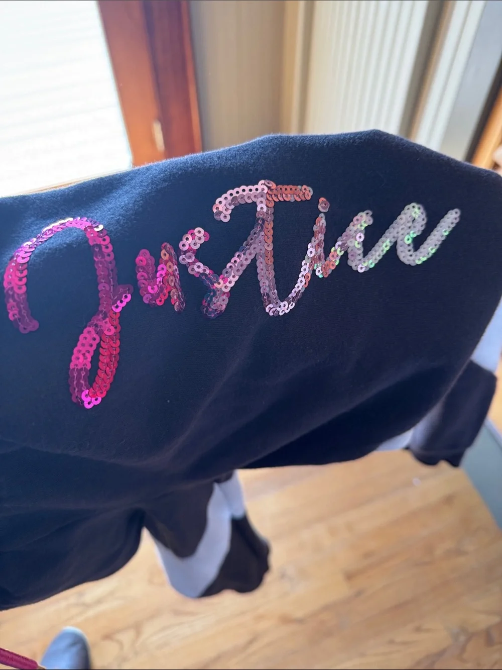 Justice Black & White.Sweatpants with sequins logo size S (7/8)